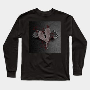 Dark WInged Heart Broken Graphic Art Design Anti-Valentines Day Long Sleeve T-Shirt